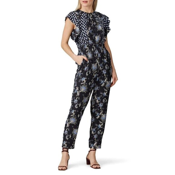 Rebecca Taylor Paisley Printed Jumpsuit in Black 12 Womens Floral Dressy Outfit - Picture 16 of 16